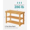 imageSONGMICS Shoe Rack Bench 3Tier Bamboo Shoe Storage Organizer Entryway Bench Holds Up to 286 lb 113 x 429 x 178 Inches for Entryway Bathroom Bedroom Ink Black ULBS110B101Natural