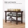 imageSONGMICS Shoe Rack Bench 3Tier Bamboo Shoe Storage Organizer Entryway Bench Holds Up to 286 lb 113 x 429 x 178 Inches for Entryway Bathroom Bedroom Ink Black ULBS110B101Brown