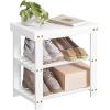 imageSONGMICS Shoe Rack Bench 3Tier Bamboo Shoe Storage Organizer Entryway Bench Holds Up to 286 lb 113 x 429 x 178 Inches for Entryway Bathroom Bedroom Ink Black ULBS110B101Cloud White