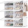 imageSONGMICS Shoe Rack Organizer 8Tier Shoe Storage Cabinet for Closet and Entryway Holds 32 Pairs of Shoes Adjustable Cloud White ULPC034W03Cloud White  Trasparent