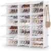 imageSONGMICS Shoe Rack Organizer 8Tier Shoe Storage Cabinet for Closet and Entryway Holds 32 Pairs of Shoes Adjustable Cloud White ULPC034W03Cloud White  Trasparent