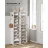 imageSONGMICS Shoe Rack Organizer 8Tier Shoe Storage Cabinet for Closet and Entryway Holds 32 Pairs of Shoes Adjustable Cloud White ULPC034W03Cloud White  Trasparent