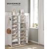 imageSONGMICS Shoe Rack Organizer 8Tier Shoe Storage Cabinet for Closet and Entryway Holds 32 Pairs of Shoes Adjustable Cloud White ULPC034W03Cloud White  Trasparent