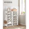 imageSONGMICS Shoe Rack Organizer 8Tier Shoe Storage Cabinet for Closet and Entryway Holds 32 Pairs of Shoes Adjustable Cloud White ULPC034W03Cloud White  Trasparent