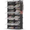 imageSONGMICS Shoe Rack Organizer 8Tier Shoe Storage Cabinet for Closet and Entryway Holds 32 Pairs of Shoes Adjustable Cloud White ULPC034W03Ink Black  Trasparent