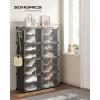 imageSONGMICS Shoe Rack Organizer 8Tier Shoe Storage Cabinet for Closet and Entryway Holds 32 Pairs of Shoes Adjustable Cloud White ULPC034W03Ink Black  Trasparent