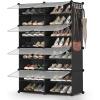 imageSONGMICS Shoe Rack Organizer 8Tier Shoe Storage Cabinet for Closet and Entryway Holds 32 Pairs of Shoes Adjustable Cloud White ULPC034W03Ink Black  Trasparent