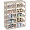 imageSONGMICS Shoe Rack Shoe Organizer 12 Shelves Shoe Storage Narrow Shoe Shelf Open Shelf for Entryway Living Room Bathroom SpaceSaving Cappuccino Beige ULPC038K01Cappuccino Beige
