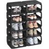 imageSONGMICS Shoe Rack Shoe Organizer 12 Shelves Shoe Storage Narrow Shoe Shelf Open Shelf for Entryway Living Room Bathroom SpaceSaving Cappuccino Beige ULPC038K01Ink Black