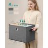 imageSONGMICS Storage Bins with Lids 3 Pack Stackable Fabric Storage Boxes Odorless PP Sheets Foldable Cube Baskets Organizers with Handles 169 x 118 x 118 Inches Dove Gray URFB545GD01Slate Gray
