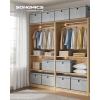 imageSONGMICS Storage Bins with Lids 3 Pack Stackable Fabric Storage Boxes Odorless PP Sheets Foldable Cube Baskets Organizers with Handles 169 x 118 x 118 Inches Dove Gray URFB545GD01Dove Gray