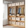 imageSONGMICS Storage Bins with Lids 3 Pack Stackable Fabric Storage Boxes Odorless PP Sheets Foldable Cube Baskets Organizers with Handles 169 x 118 x 118 Inches Dove Gray URFB545GD01Summer Sand