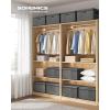 imageSONGMICS Storage Bins with Lids 3 Pack Stackable Fabric Storage Boxes Odorless PP Sheets Foldable Cube Baskets Organizers with Handles 169 x 118 x 118 Inches Dove Gray URFB545GD01Slate Gray