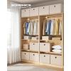 imageSONGMICS Storage Bins with Lids 3 Pack Stackable Fabric Storage Boxes Odorless PP Sheets Foldable Cube Baskets Organizers with Handles 169 x 118 x 118 Inches Dove Gray URFB545GD01Summer Sand