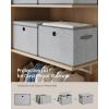 imageSONGMICS Storage Bins with Lids 3 Pack Stackable Fabric Storage Boxes Odorless PP Sheets Foldable Cube Baskets Organizers with Handles 169 x 118 x 118 Inches Dove Gray URFB545GD01Dove Gray