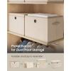 imageSONGMICS Storage Bins with Lids 3 Pack Stackable Fabric Storage Boxes Odorless PP Sheets Foldable Cube Baskets Organizers with Handles 169 x 118 x 118 Inches Dove Gray URFB545GD01Summer Sand