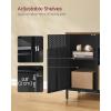 imageSONGMICS Storage Cabinet Metal Cabinet Sideboard with 2 Doors 157 x 433 x 299 Inches Magnetic Closure Adjustable Shelves Steel Frame Rustic Brown and Matte Black ULSC204B01Rustic Brown  Black