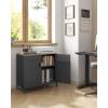 imageSONGMICS Storage Cabinet Metal Cabinet Sideboard with 2 Doors 157 x 433 x 299 Inches Magnetic Closure Adjustable Shelves Steel Frame Rustic Brown and Matte Black ULSC204B01Rustic Brown  Black