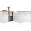 imageSONGMICS Storage Cabinet Metal Cabinet Sideboard with 2 Doors 157 x 433 x 299 Inches Magnetic Closure Adjustable Shelves Steel Frame Rustic Brown and Matte Black ULSC204B01Natural Beige  White