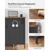 imageSONGMICS Storage Cabinet Metal Cabinet Sideboard with 2 Doors 157 x 433 x 299 Inches Magnetic Closure Adjustable Shelves Steel Frame Rustic Brown and Matte Black ULSC204B01Rustic Brown  Black