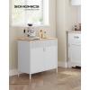 imageSONGMICS Storage Cabinet Metal Cabinet Sideboard with 2 Doors 157 x 433 x 299 Inches Magnetic Closure Adjustable Shelves Steel Frame Rustic Brown and Matte Black ULSC204B01Natural Beige  White