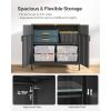 imageSONGMICS Storage Cabinet Metal Cabinet Sideboard with 2 Doors 157 x 433 x 299 Inches Magnetic Closure Adjustable Shelves Steel Frame Rustic Brown and Matte Black ULSC204B01Rustic Brown  Black