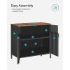 imageSONGMICS Storage Cabinet Metal Cabinet Sideboard with 2 Doors 157 x 433 x 299 Inches Magnetic Closure Adjustable Shelves Steel Frame Rustic Brown and Matte Black ULSC204B01Rustic Brown  Black