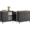 imageSONGMICS Storage Cabinet Metal Cabinet Sideboard with 2 Doors 157 x 433 x 299 Inches Magnetic Closure Adjustable Shelves Steel Frame Rustic Brown and Matte Black ULSC204B01Rustic Brown  Black