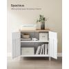 imageSONGMICS Storage Cabinet Metal Cabinet Sideboard with 2 Doors 157 x 433 x 299 Inches Magnetic Closure Adjustable Shelves Steel Frame Rustic Brown and Matte Black ULSC204B01Natural Beige  White