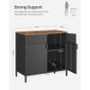 imageSONGMICS Storage Cabinet Metal Cabinet Sideboard with 2 Doors 157 x 433 x 299 Inches Magnetic Closure Adjustable Shelves Steel Frame Rustic Brown and Matte Black ULSC204B01Rustic Brown  Black