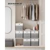imageSONGMICS Storage Cubes Set of 6 Foldable Fabric Storage Boxes Cube Organizer Boxes with Handles for Closet Shelves Odorless 13 x 13 x 13 Inches Cloud White and Cattail Gray URFB433GM02Cloud White  Cattail Gray