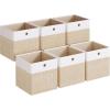 imageSONGMICS Storage Cubes Set of 6 Foldable Fabric Storage Boxes Cube Organizer Boxes with Handles for Closet Shelves Odorless 13 x 13 x 13 Inches Cloud White and Cattail Gray URFB433GM02Cloud White  Sand Beige