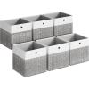 imageSONGMICS Storage Cubes Set of 6 Foldable Fabric Storage Boxes Cube Organizer Boxes with Handles for Closet Shelves Odorless 13 x 13 x 13 Inches Cloud White and Cattail Gray URFB433GM02Cloud White  Cattail Gray