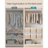 imageSONGMICS Storage Cubes Set of 6 Foldable Fabric Storage Boxes Cube Organizer Boxes with Handles for Closet Shelves Odorless 13 x 13 x 13 Inches Cloud White and Cattail Gray URFB433GM02Cloud White  Sand Beige