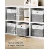 imageSONGMICS Storage Cubes Set of 6 Foldable Fabric Storage Boxes Cube Organizer Boxes with Handles for Closet Shelves Odorless 13 x 13 x 13 Inches Cloud White and Cattail Gray URFB433GM02Cloud White  Cattail Gray