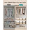 imageSONGMICS Storage Cubes Set of 6 Foldable Fabric Storage Boxes Cube Organizer Boxes with Handles for Closet Shelves Odorless 13 x 13 x 13 Inches Cloud White and Cattail Gray URFB433GM02Cloud White  Sand Beige