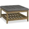 imageSONGMICS Storage Ottoman with Solid Wood Frame Square Upholstered Ottoman Coffee Table Footrest Tufted Cushion for Living Room Easy Assembly 315 x 315 x 177 Inches Summer Sand ULSF008LF01Slate Gray