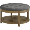imageSONGMICS Storage Ottoman with Solid Wood Frame Square Upholstered Ottoman Coffee Table Footrest Tufted Cushion for Living Room Easy Assembly 315 x 315 x 177 Inches Summer Sand ULSF008LF01Slate Gray