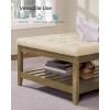 imageSONGMICS Storage Ottoman with Solid Wood Frame Square Upholstered Ottoman Coffee Table Footrest Tufted Cushion for Living Room Easy Assembly 315 x 315 x 177 Inches Summer Sand ULSF008LF01Summer Sand