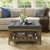 imageSONGMICS Storage Ottoman with Solid Wood Frame Square Upholstered Ottoman Coffee Table Footrest Tufted Cushion for Living Room Easy Assembly 315 x 315 x 177 Inches Summer Sand ULSF008LF01Slate Gray