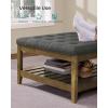imageSONGMICS Storage Ottoman with Solid Wood Frame Square Upholstered Ottoman Coffee Table Footrest Tufted Cushion for Living Room Easy Assembly 315 x 315 x 177 Inches Summer Sand ULSF008LF01Slate Gray
