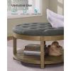 imageSONGMICS Storage Ottoman with Solid Wood Frame Square Upholstered Ottoman Coffee Table Footrest Tufted Cushion for Living Room Easy Assembly 315 x 315 x 177 Inches Summer Sand ULSF008LF01Slate Gray