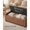 imageSONGMICS Storage Ottoman with Solid Wood Frame Upholstered End of Bed Bench Window Seat Tufted Cushion for Living Room Bedroom Easy Assembly 157 x 429 x 177 Inches Slate Gray ULSF009GN01Coffee Brown