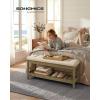 imageSONGMICS Storage Ottoman with Solid Wood Frame Upholstered End of Bed Bench Window Seat Tufted Cushion for Living Room Bedroom Easy Assembly 157 x 429 x 177 Inches Slate Gray ULSF009GN01Summer Sand