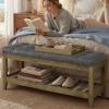 imageSONGMICS Storage Ottoman with Solid Wood Frame Upholstered End of Bed Bench Window Seat Tufted Cushion for Living Room Bedroom Easy Assembly 157 x 429 x 177 Inches Slate Gray ULSF009GN01Slate Gray
