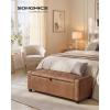 imageSONGMICS Storage Ottoman with Solid Wood Frame Upholstered End of Bed Bench Window Seat Tufted Cushion for Living Room Bedroom Easy Assembly 157 x 429 x 177 Inches Slate Gray ULSF009GN01Coffee Brown
