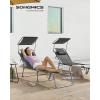 imageSONGMICS Sun Lounger Patio Chaise Lounge Chair Folding with Canopy 76 x 209 x 114 Inches Holds 330 lb Headrest Adjustable Backrest Outdoor Garden Pool Dark Gray UGCB19UV1Dark Gray
