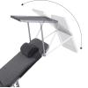 imageSONGMICS Sun Lounger Patio Chaise Lounge Chair Folding with Canopy 76 x 209 x 114 Inches Holds 330 lb Headrest Adjustable Backrest Outdoor Garden Pool Dark Gray UGCB19UV1Grey