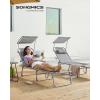 imageSONGMICS Sun Lounger Patio Chaise Lounge Chair Folding with Canopy 76 x 209 x 114 Inches Holds 330 lb Headrest Adjustable Backrest Outdoor Garden Pool Dark Gray UGCB19UV1Greige