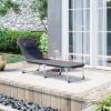 imageSONGMICS Sun Lounger Patio Chaise Lounge Chair Folding with Canopy 76 x 209 x 114 Inches Holds 330 lb Headrest Adjustable Backrest Outdoor Garden Pool Dark Gray UGCB19UV1Grey